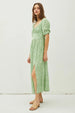  Floral Smocked Back Slit Dress -BazaarBey - www.shopbazaarbey.com