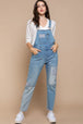  Front Chest Zipper Slim Leg Denim Overalls Trendsi