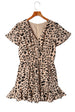 Leopard Flutter Sleeve Ruffle Hem Romper Trendsi