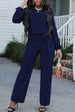 Boat Neck Tie Belt Jumpsuit Trendsi