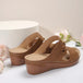 Flower PU Leather Wedge Sandals Trendsi