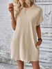 Pocketed Round Neck Short Sleeve Dress -BazaarBey - www.shopbazaarbey.com