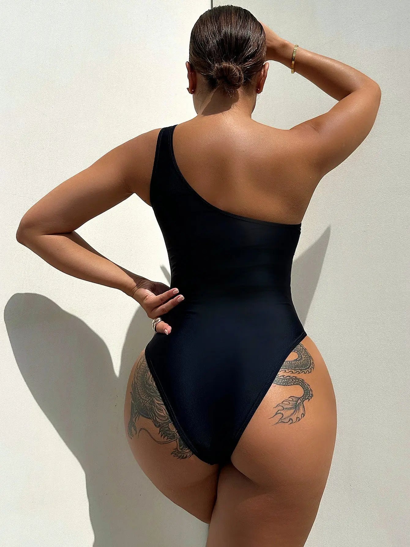 One-Shoulder Sleeveless One-Piece Swimsuit Trendsi