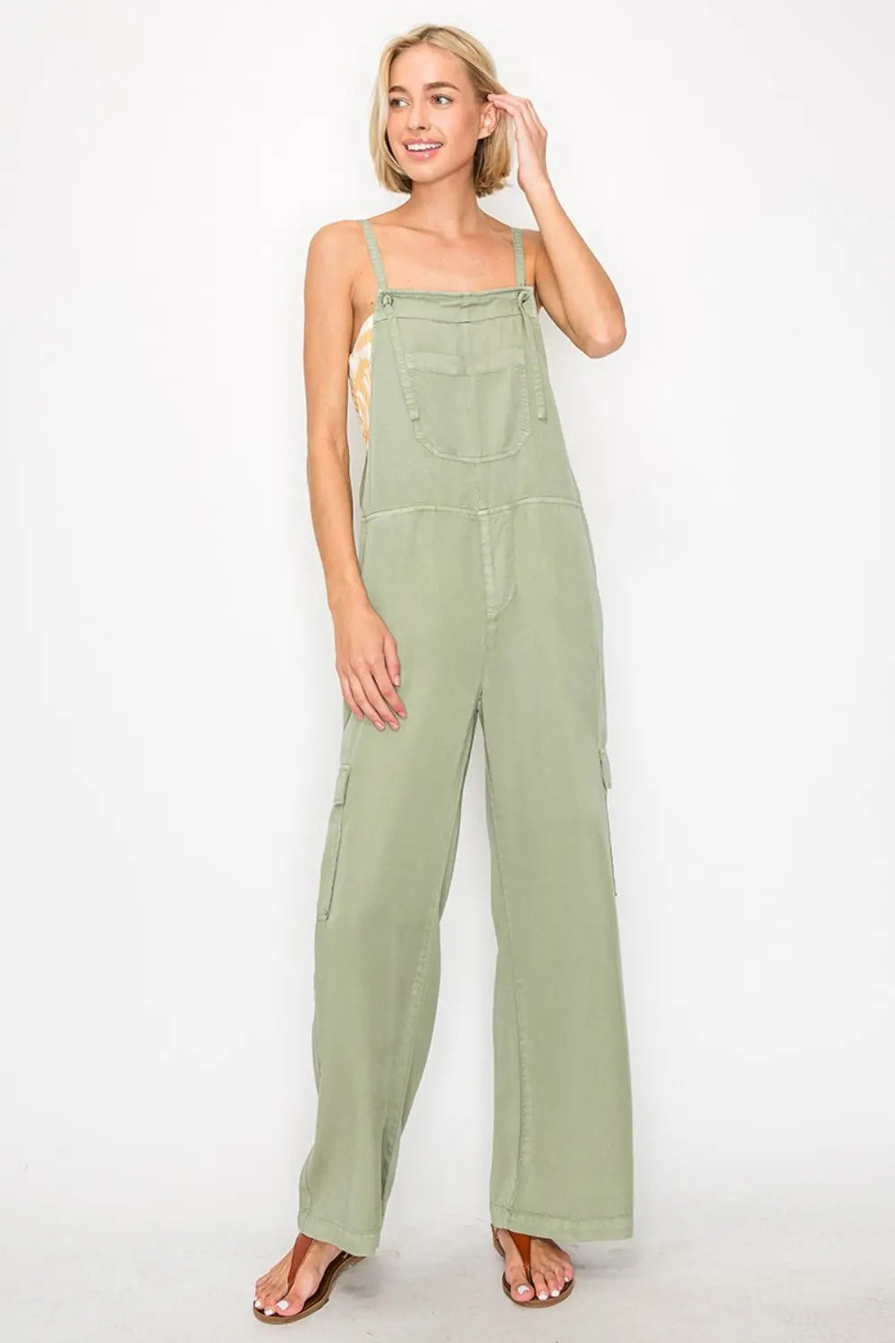  Wide Leg Tencel Overalls Trendsi