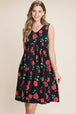  Floral Ruched Tank Dress -BazaarBey - www.shopbazaarbey.com