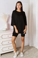  Full Size Soft Rayon Three-Quarter Sleeve Top and Shorts Set Trendsi