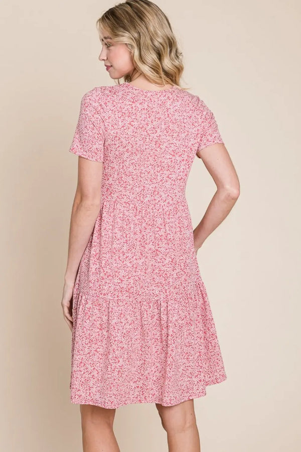  Printed Short Sleeve Mini Dress -BazaarBey - www.shopbazaarbey.com