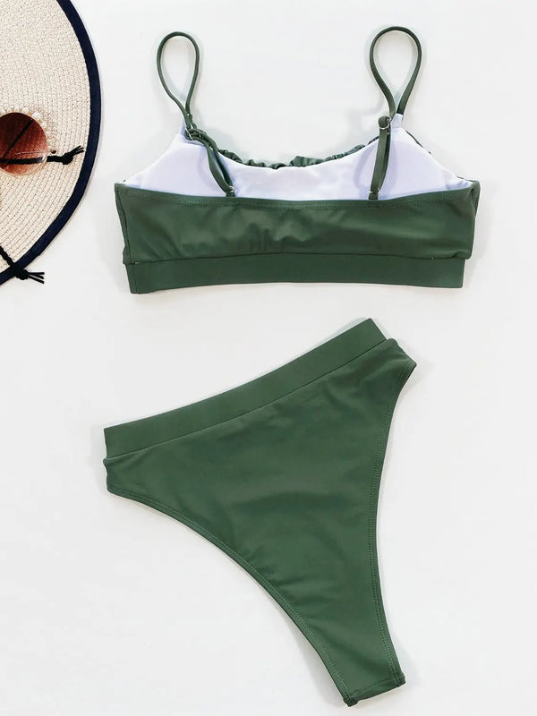 Adjustable Strap Ruched Two-Piece Swim Set Trendsi