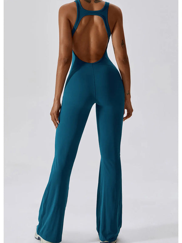  Wide Strap Bootcut Active Jumpsuit Trendsi