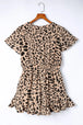 Leopard Flutter Sleeve Ruffle Hem Romper Trendsi