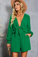 Tied Flounce Sleeve Plunge Romper Trendsi