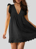 Ruffled Eyelet Cap Sleeve Mini Dress Trendsi