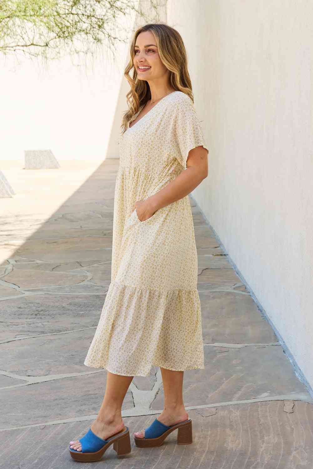  Spring Baby Full Size Kimono Sleeve Midi Dress in Cream -BazaarBey - www.shopbazaarbey.com