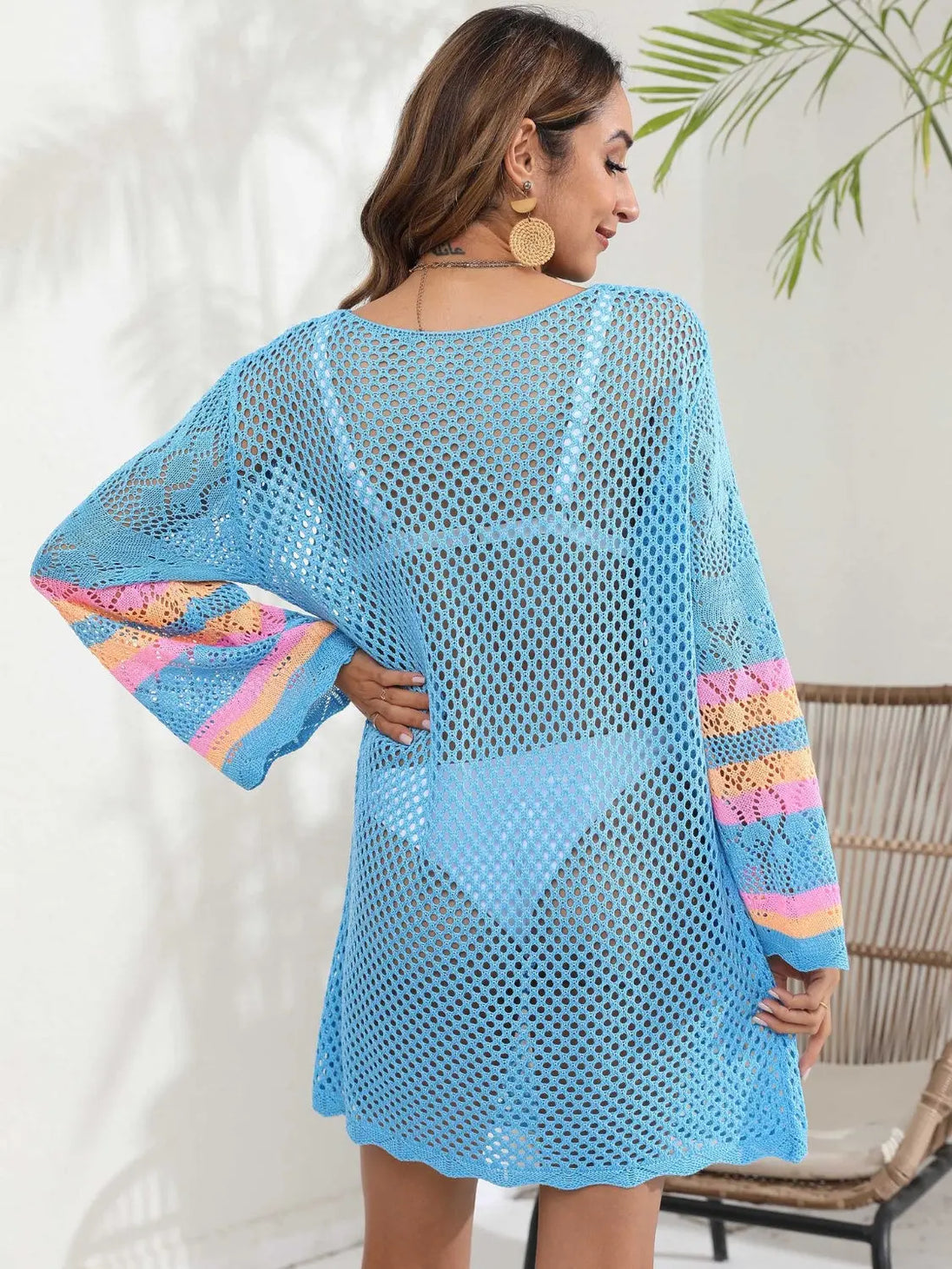 Openwork  Long Sleeve Cover-Up Trendsi