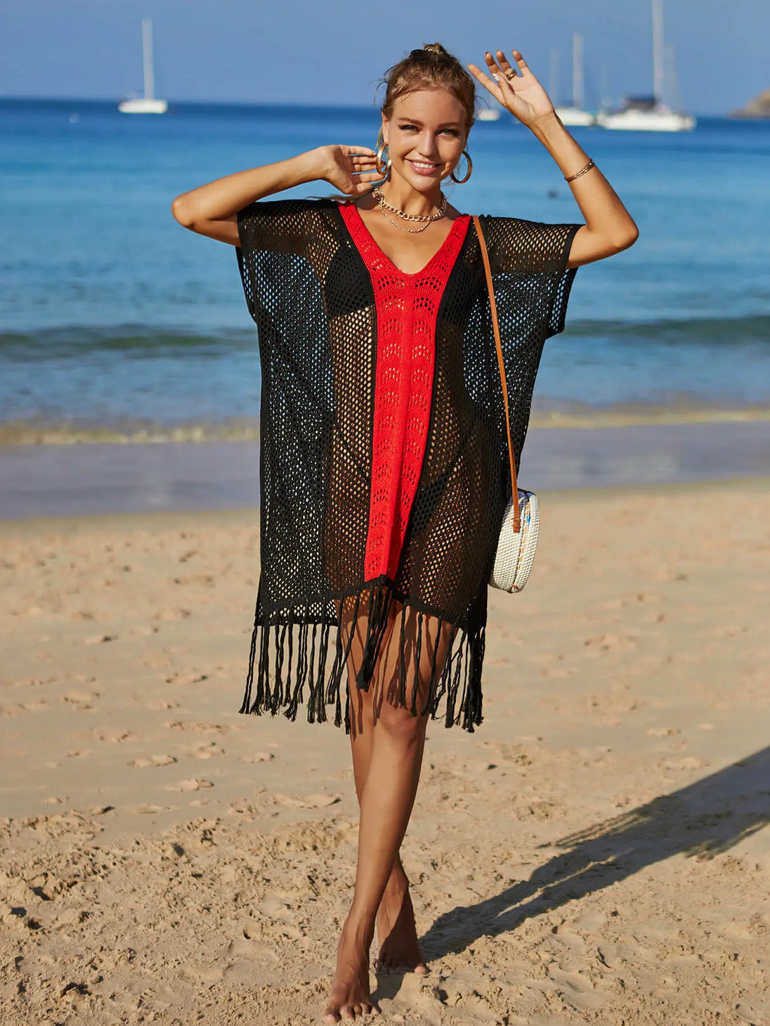    Openwork Cover-Up Dress Trendsi