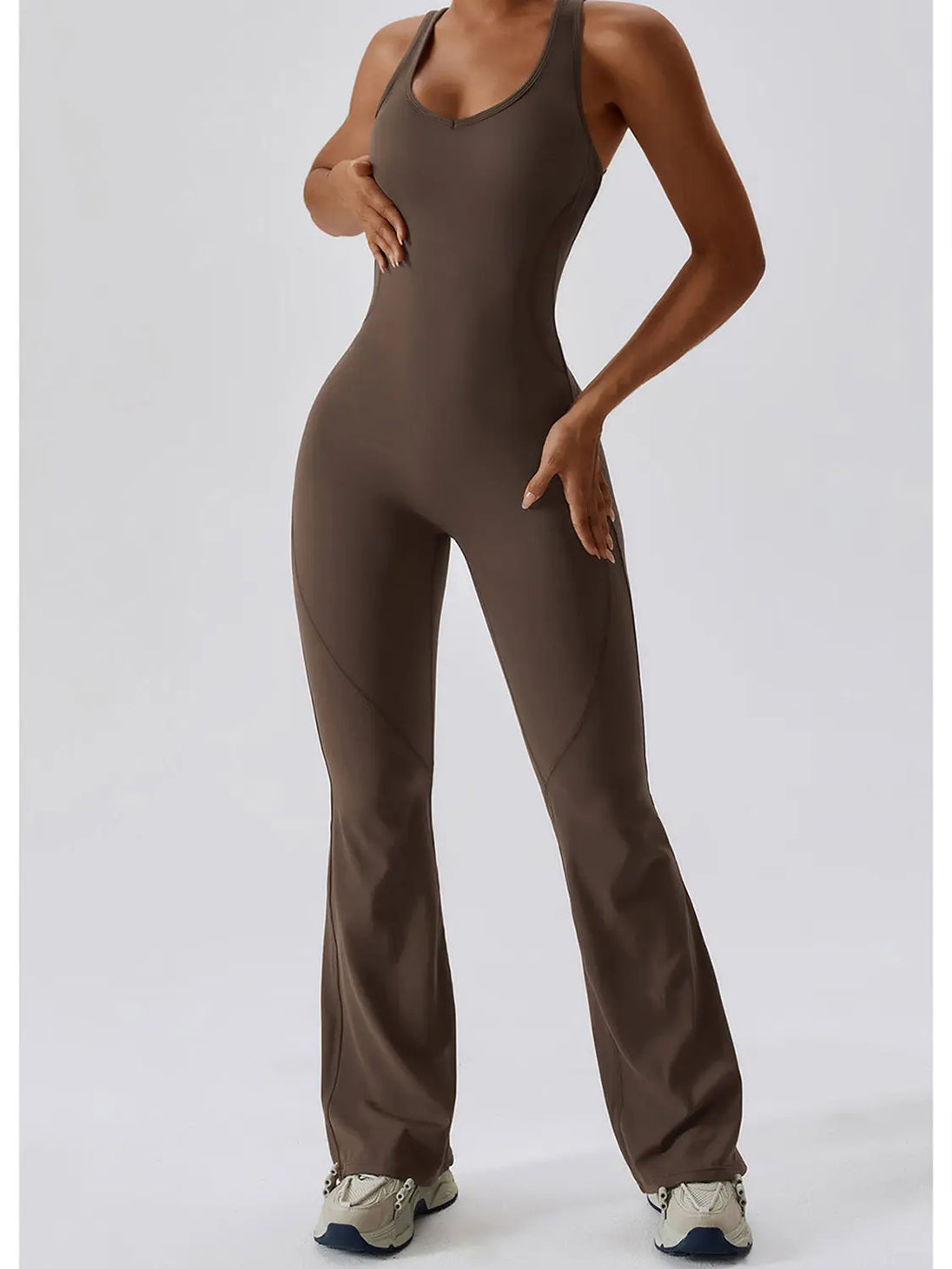  Wide Strap Bootcut Active Jumpsuit Trendsi