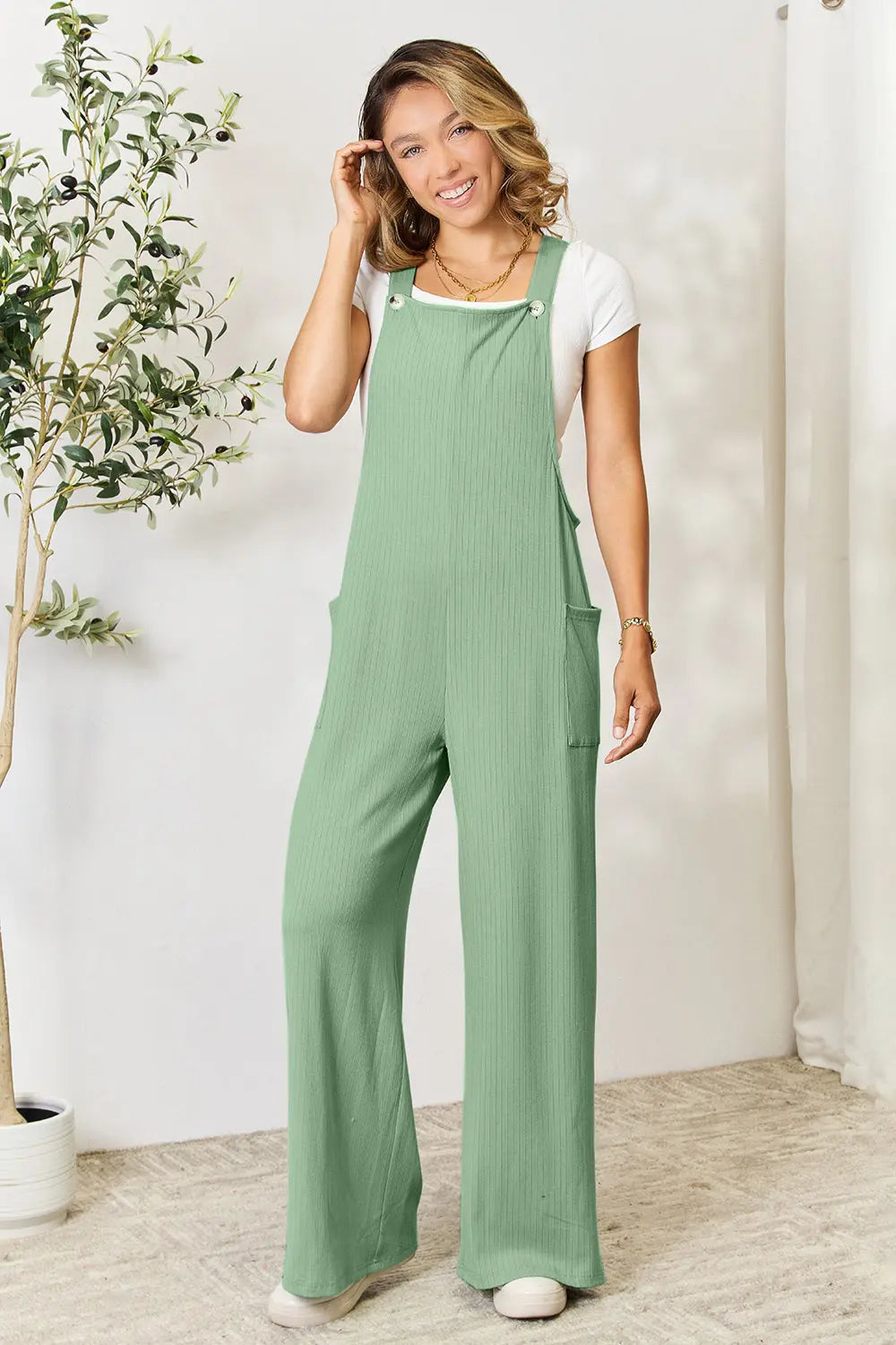   Wide Strap Overall with Pockets Trendsi