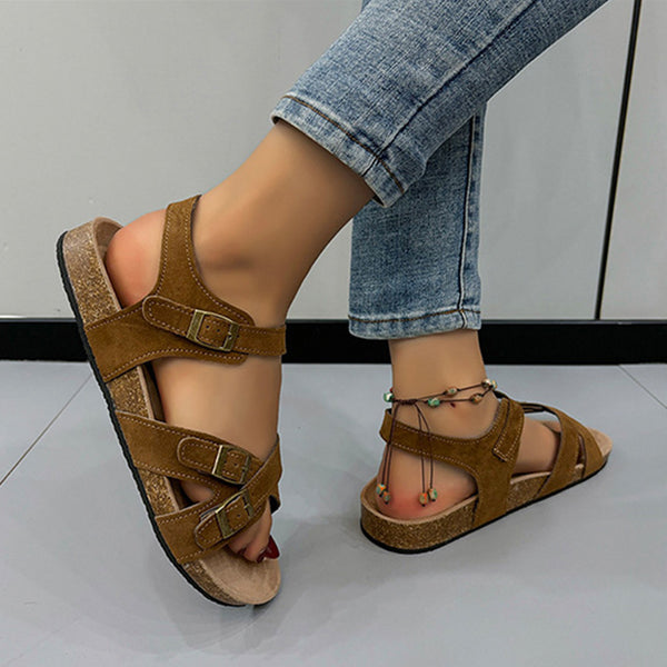 Open Toe Flat Buckle Sandals Trendsi