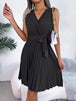 Tied  Sleeveless Pleated Dress -BazaarBey - www.shopbazaarbey.com