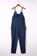 Spaghetti Strap Deep V Jumpsuit with Pockets Trendsi