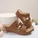 Flower PU Leather Wedge Sandals Trendsi