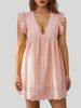 Ruffled Eyelet Cap Sleeve Mini Dress Trendsi