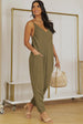 Spaghetti Strap Deep V Jumpsuit with Pockets Trendsi