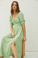  Floral Smocked Back Slit Dress -BazaarBey - www.shopbazaarbey.com