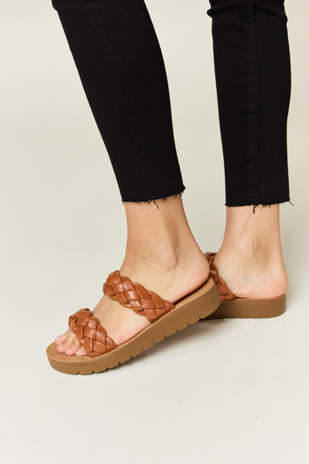  Woven Dual Band Platform Sandals Trendsi