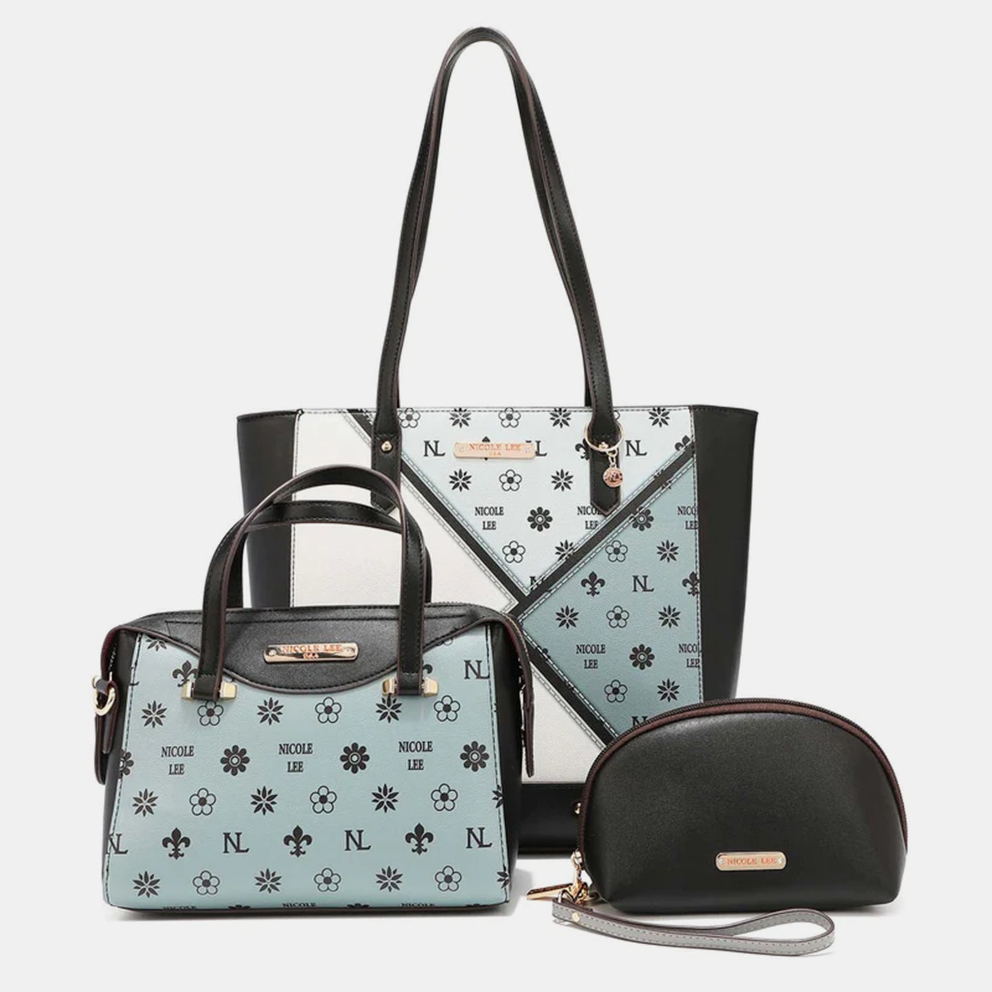  3-Piece Color Block Handbag Set Trendsi