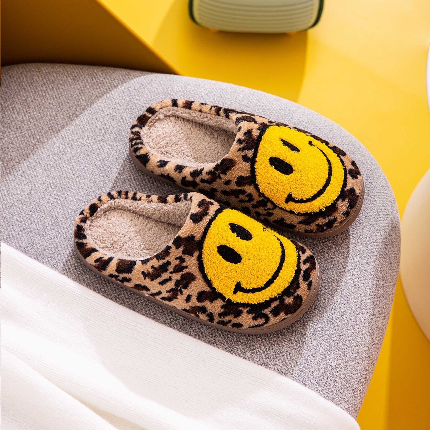 dy Smiley Face Leopard Slippers Trendsi