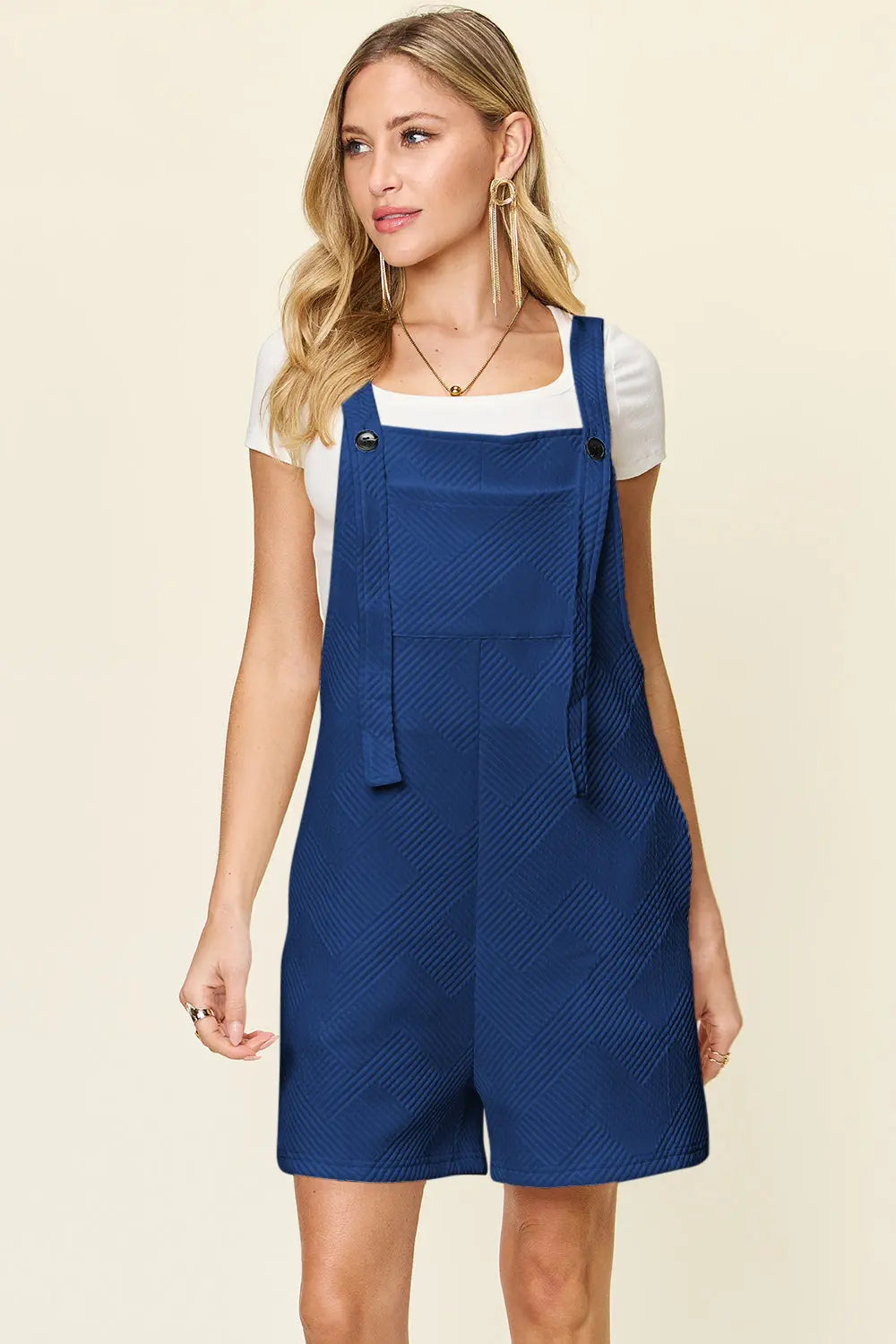   Texture Sleeveless Romper Trendsi