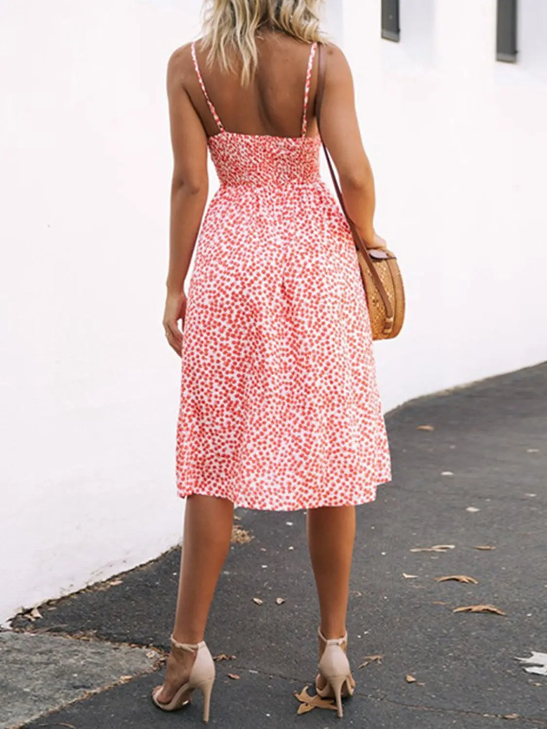 Cutout Smocked Sweetheart Neck Cami Dress -BazaarBey - www.shopbazaarbey.com