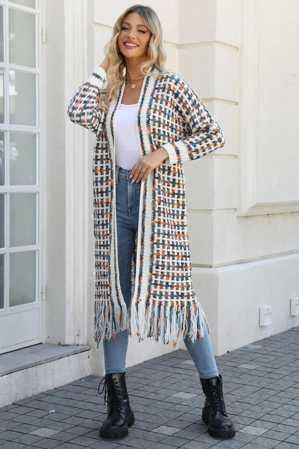 Multicolored   Hem Cardigan Bazaarbey