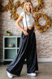 First Love Drawstring Back Spaghetti Strap Wide Leg Overall Trendsi