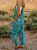  Printed V-Neck Sleeveless Jumpsuit Trendsi