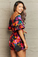 Printed Tied Flounce Sleeve Romper Trendsi