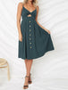 Cutout Smocked Sweetheart Neck Cami Dress -BazaarBey - www.shopbazaarbey.com