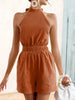 Halter Neck Tie Back Romper Trendsi