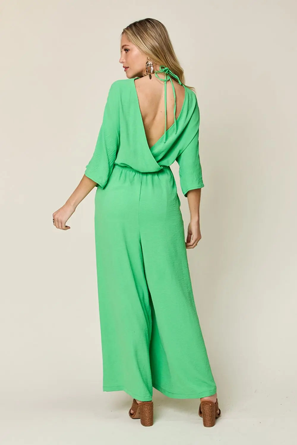   Half Sleeve Wide Leg Jumpsuit Trendsi