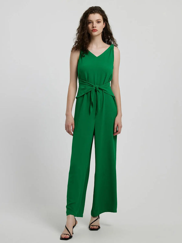 BazaarBey  Tie Front Sleeveless Jumpsuit 