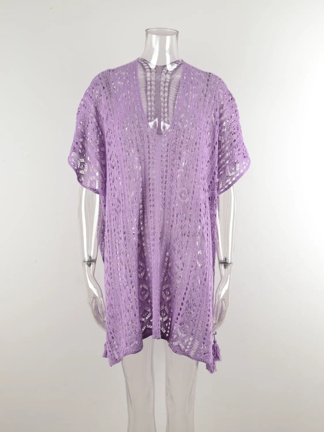  V-Neck Cover-Up with Tassel Trendsi