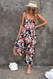 Botanical Print Spaghetti Strap Cropped Jumpsuit Trendsi