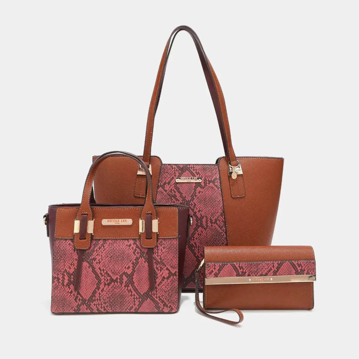  3-Piece Snake Print Handbag Set Trendsi