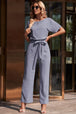  Tie Waist Straight Leg Jumpsuit Trendsi