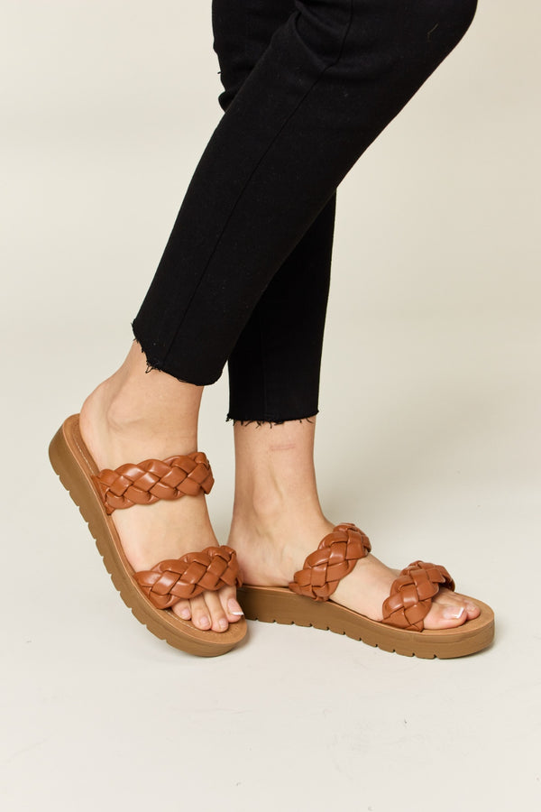  Woven Dual Band Platform Sandals Trendsi