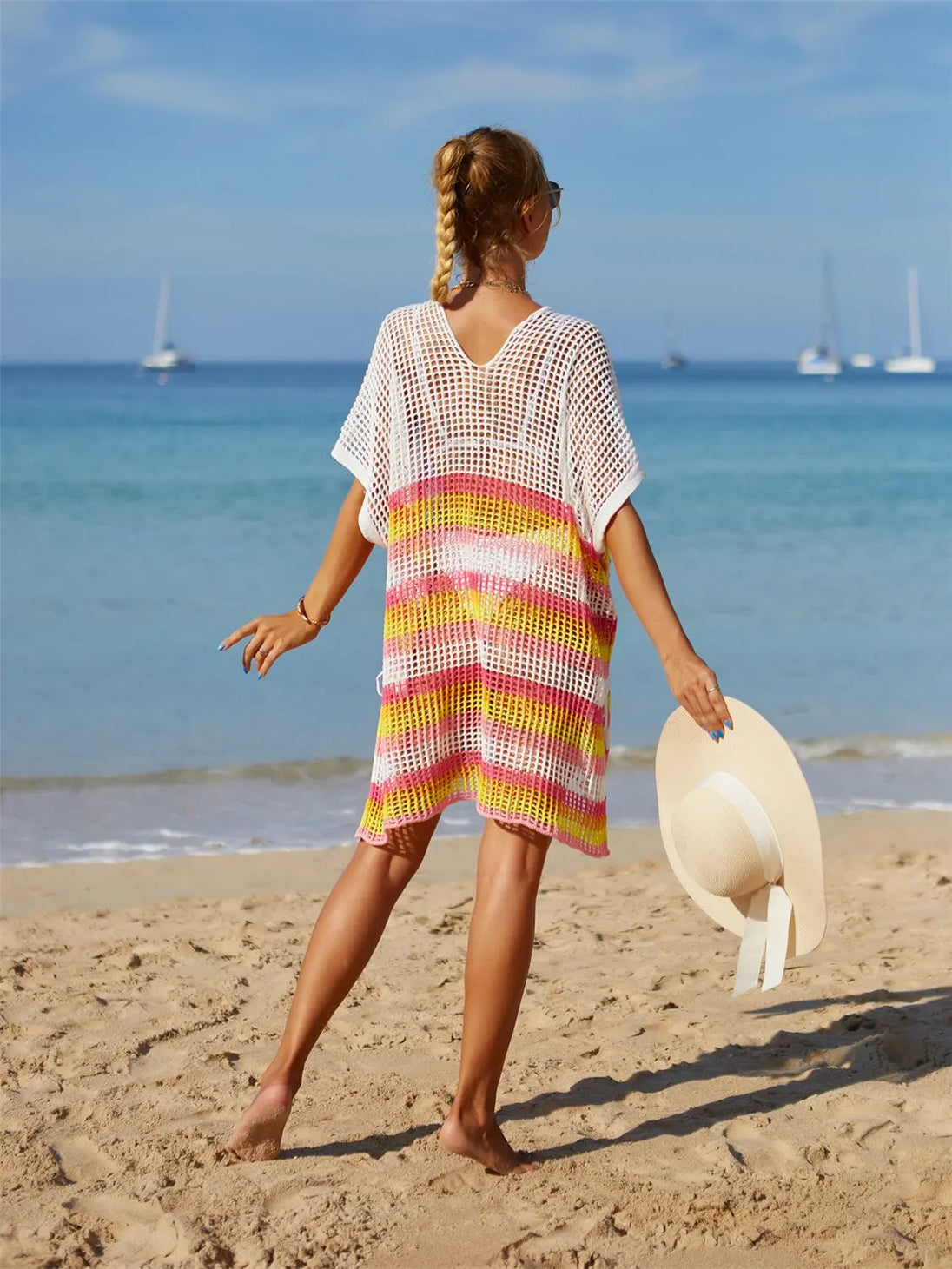  Striped Cover-Up with Tassel Trendsi