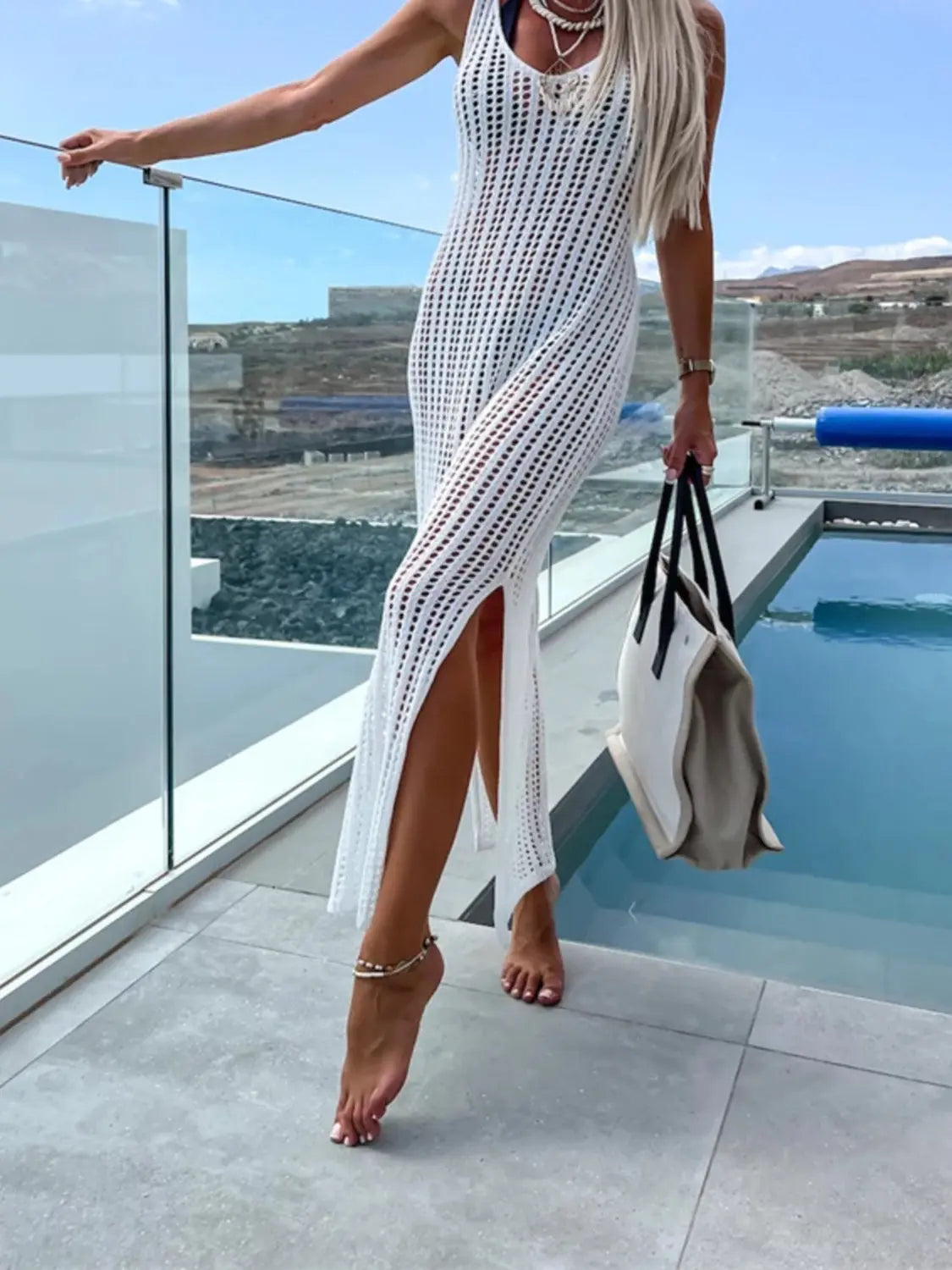  Slit Cutout Wide Strap Dress -BazaarBey - www.shopbazaarbey.com