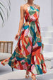 Multicolored Tied  Neck Maxi Dress -BazaarBey - www.shopbazaarbey.com