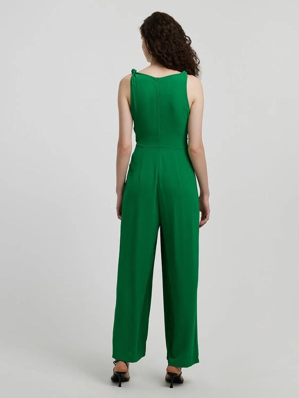  Tie Front Sleeveless Jumpsuit Trendsi